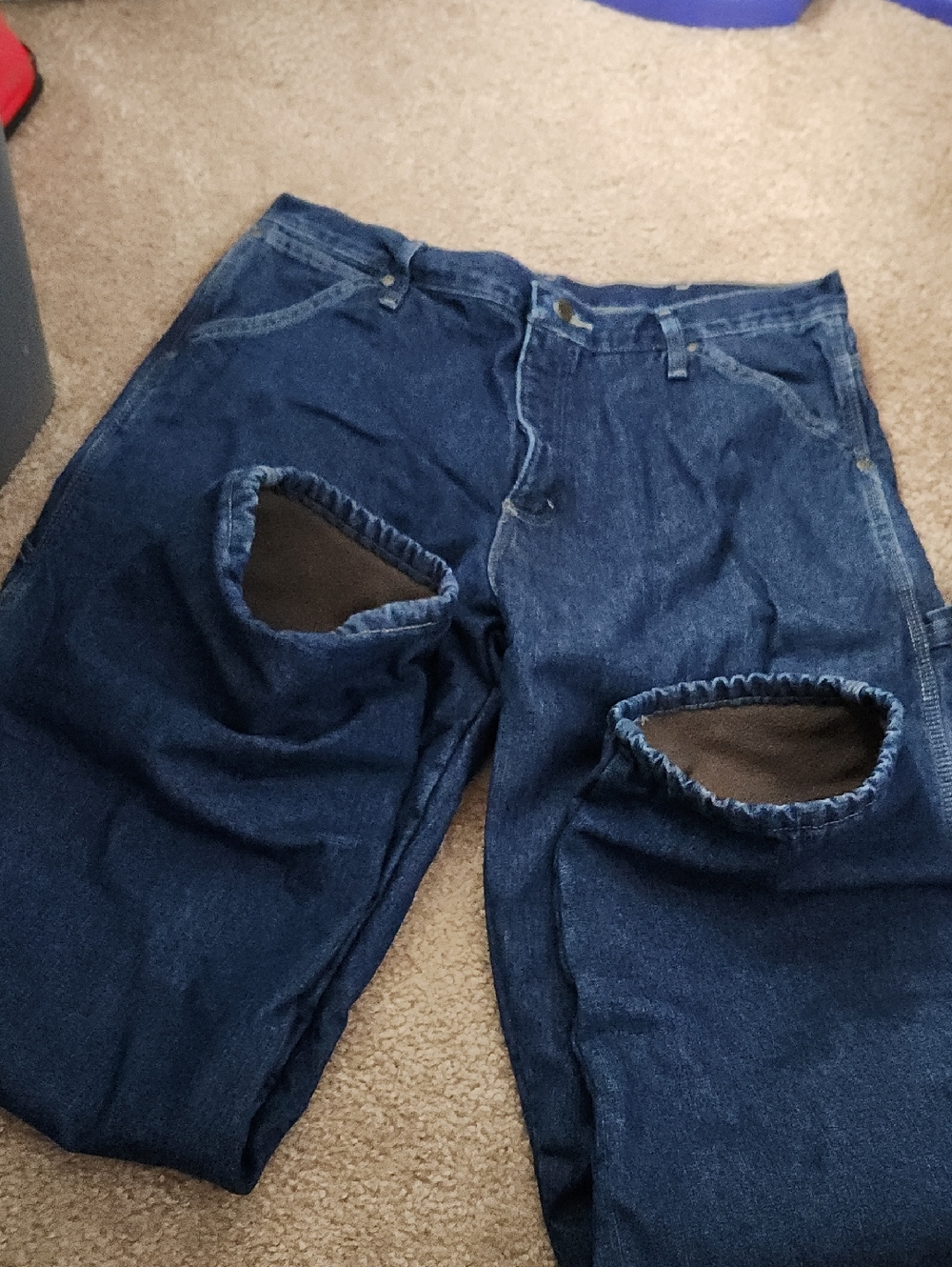 Wrangler Men's Blue Denim Jeans with Knee Cutouts